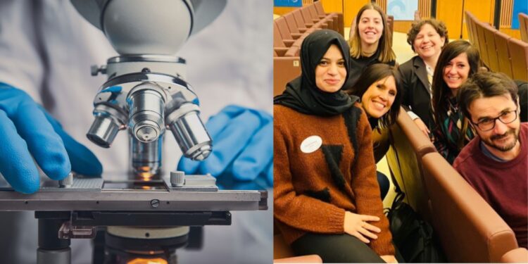 Il team della VUCC-DBT al meeting intermedio del progetto SUS-MIRRI al centro congressi del Consiglio Nazionale delle Ricerche. Da sinistra verso destra: Asma Nawaz, Beatrice Tontini, Elisa Salvetti, Giovanna Felis, Silvia Lampis e Marco Andreolli