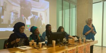 da sinistra Sokna Aissa Cisse, Claudia Bentivoglio, Maam Samba Mbow, Loredana Aldegheri, Rosanna Cima.
da remoto Doudou Mané Diouf